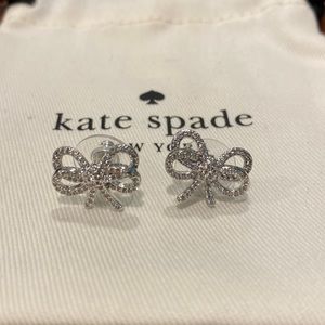 NEVER USED Kate Spade Silver Bow Earrings